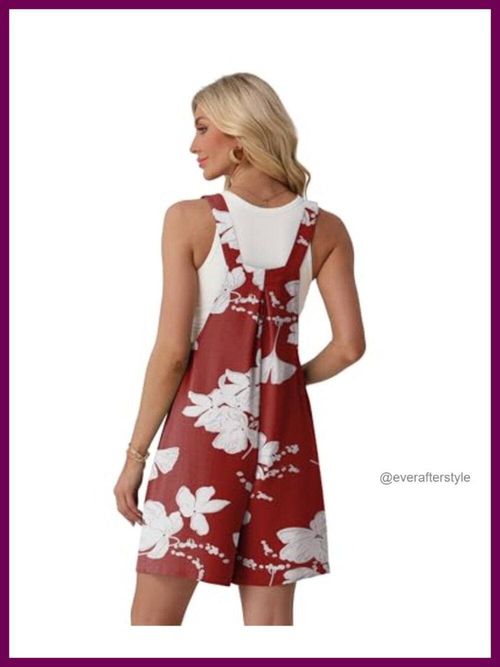Lepunuo Women's Summer Short Romper Sleeveless Square Neck Pockets - Picture 3 of 5